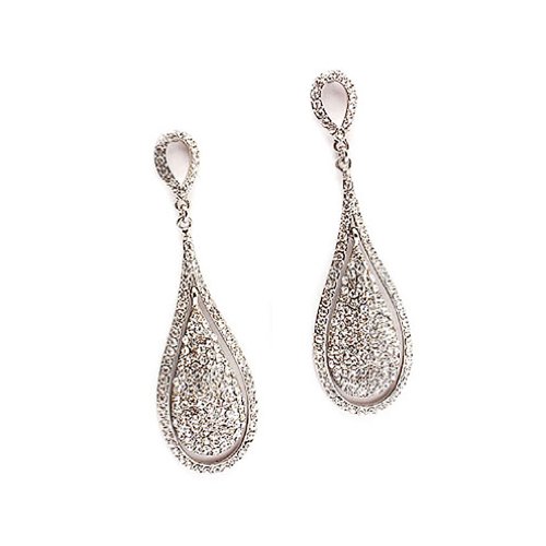 Bridal Wedding Jewelry Crystal Soft Teardrop Dangle Fashion Earrings Silver
