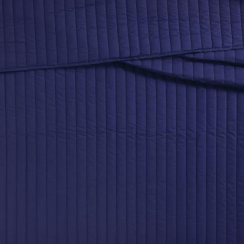 Brooklyn Loom Solid Cotton Percale Navy Full/Queen 3 Piece Quilt Set, Solid Color Themed, Oeko-TEX Certified Confidence by Brooklyn Loom - Image 2
