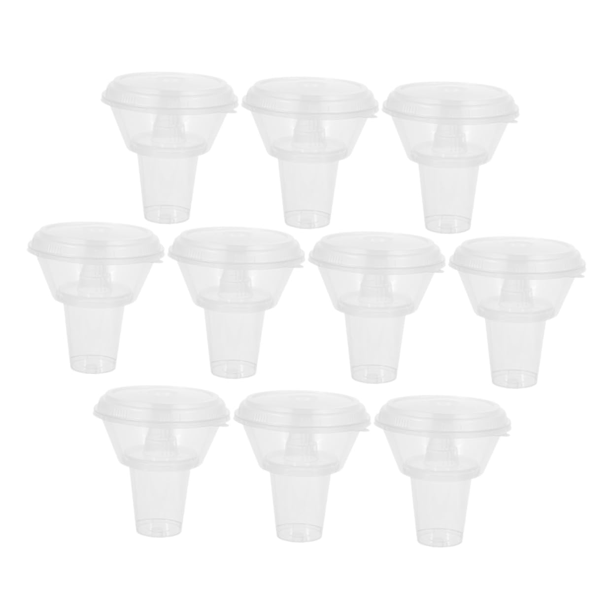 KOMBIUDA 10Sets Portable Snack and Drink Cup Holder Clear Drink Cup and Snack Bowl with Lid Convenient Food Bowl for Fries Drinks and Snacks for Parties