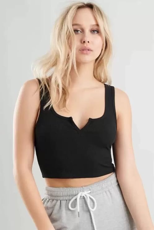 Image of SriSaras Women's Black & White Cotton Strechable Tank Tops /Crop Tops