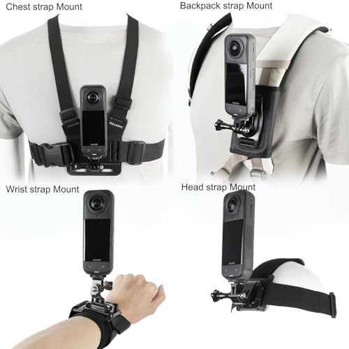 Image of PellKing Accessories Kit for insta360 X5,Included Carrying Case with Belt,2 Pcs Metal 1 /4 inch Adapter,Handlebar Clamp,Magnetic Mount,43in Selfie Stick,Chest Strap,Head Strap,Backpack Mount,and Others