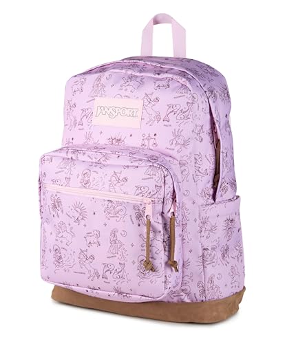 Image of JanSport Right Pack Backpack - Durable Daypack with Padded 15 inch Laptop Sleeve, Spacious Main Compartment & Integrated Water Bottle Pocket - Horoscope Horizons Pink Ice /Mahogany Haze