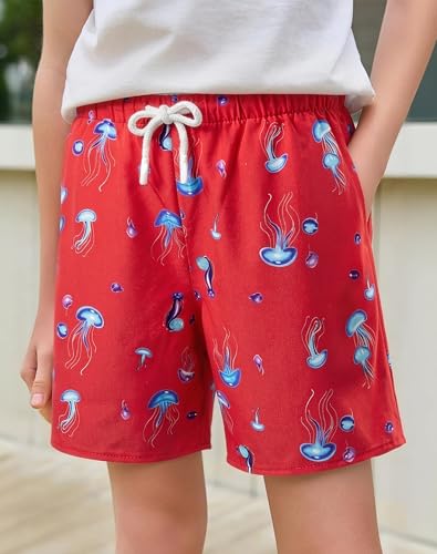 Image of UPTRIS Girls Swim Shorts Beach Board Short with Mesh Liner Quick Dry Summer | Jellyfish Pattern Swimming Trunks Swimsuit with Pockets Surfing, Beach, Vacation and Holiday for Toddler Baby girl
