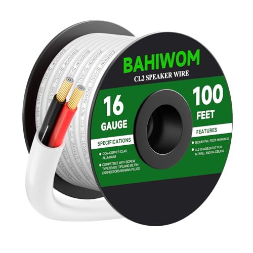 Câble de haut-parleur CCA 16 AWG de 30m blanc pour installation home cinéma