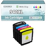 GOOSKD for HP 940XL Ink Cartridges Combo Pack Compatible for HP Officejet Pro 8000 A809a 8000 Wireless 8500 A909a 8500A A910a Printer Black Cyan Magenta Yellow 4 Color 1-Set