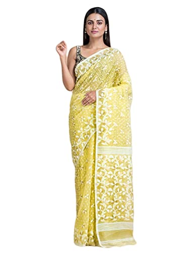 Saree Jamdani en coton et soie douce tissé main pour femme