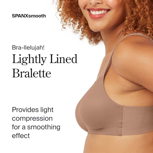 Image of SPANX Bra-Llelujah Lightly Lined Bralette - Wire-Free Bra - Comfortable Support - Wireless Bra - Dig-Free Straps - Cafe Au Lait - X-Small