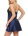 Ekouaer Satin Negligee Lingerie Mini Chemise Sleepwear For Women, Navy, Small