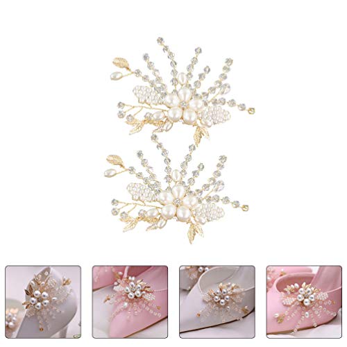 Holibanna 1 Pair Pearl Shoe Clips Rhinestone Crystal Bridal Shoe Buckles Decorative Flower Shoe Charms Diy Floral Shoe Decoration For Wedding Party Shoes Accessories (B) #TOP6