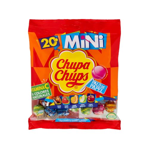 Chupa Chups Mini, Caramelo con Palo de Sabores Variados, 20 x 6 g