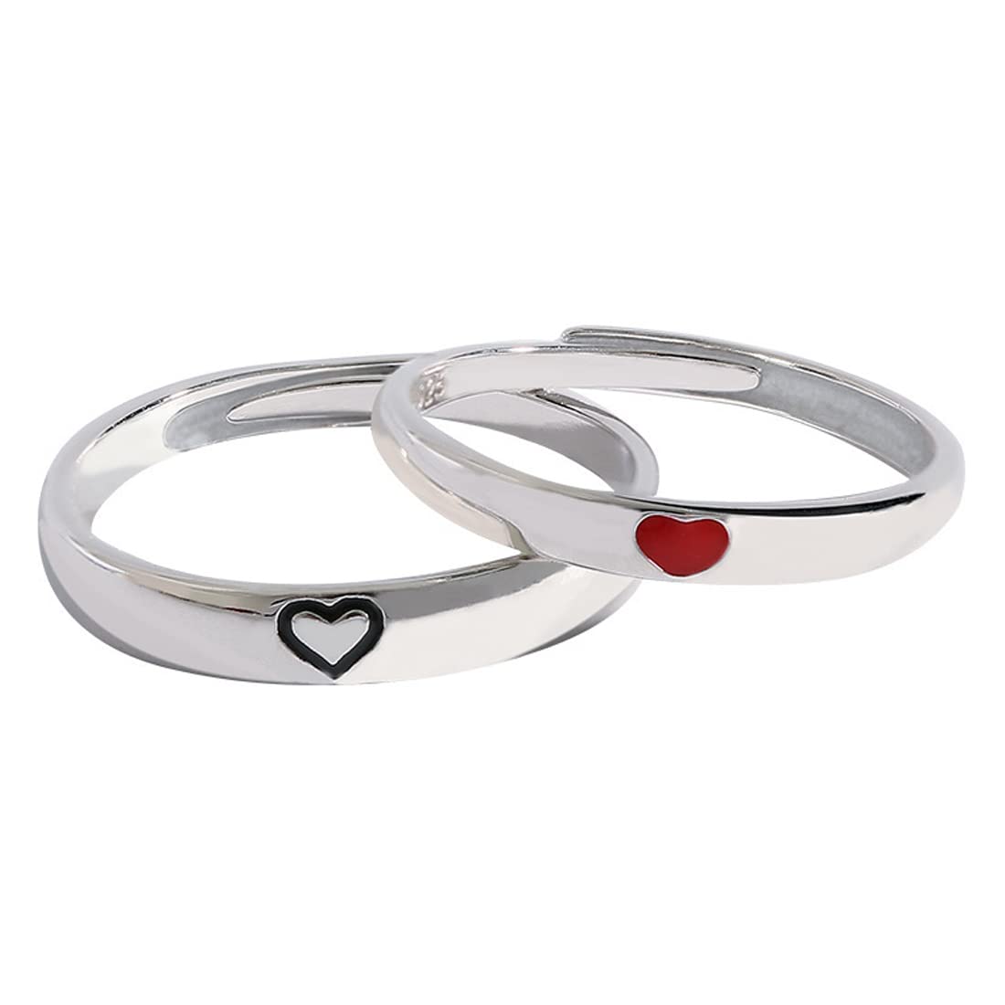 LEEQ Anillos para parejas - Anillos personalizados para él y ella, conjunto de anillos de promesa (un par de anillos, tamaños ajustables)