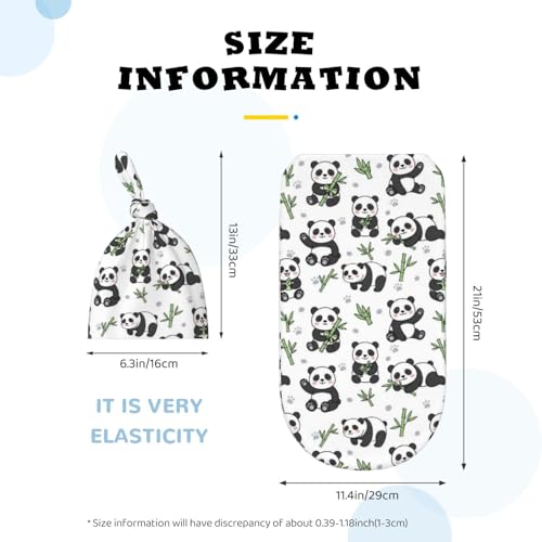 Image of Panda Swaddle Blanket with Hat for Baby, Swaddling Panda Theme Baby Stuff