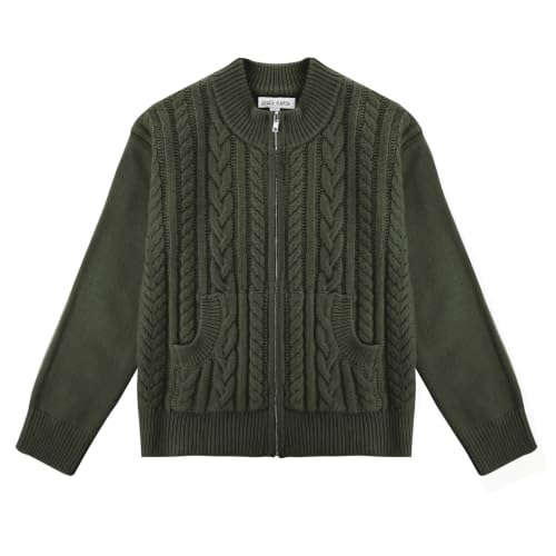 Image of GRACE KARIN Girls Knit Cardigan Sweater Zip Long Sleeve Kids School Uniform Fall Jacket Size 6-14