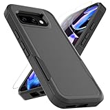 for Google Pixel 9A Case: Dual Layer Protective Heavy Duty Cell Phone Cover Shockproof Rugged with Screen Protector - Military Protection Bumper Tough - for Google Pixel 9A 2025, Black