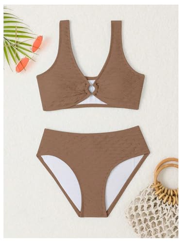 Image of SOLY HUX Girl's V Neck Ring Linked Bikini Sets Bathing Suits Two Piece Swimsuit
