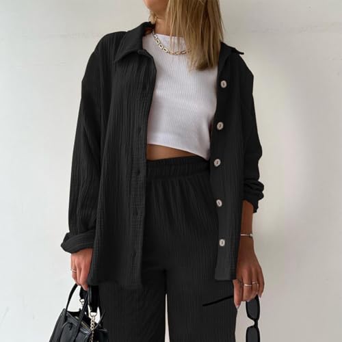 Ensemble 2 pièces vêtements d'intérieur amples d'été en coton lin blanc - 3