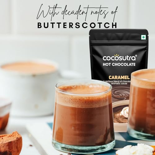 Image of COCOSUTRA Hot Chocolate Mix Combo | Swiss Vanilla, Mocha, Caramel & Hazelnut Flavoured | Enjoy hot or cold | Pack of 4 (Each 100 g) 400 g | Vegan Drinking Chocolate