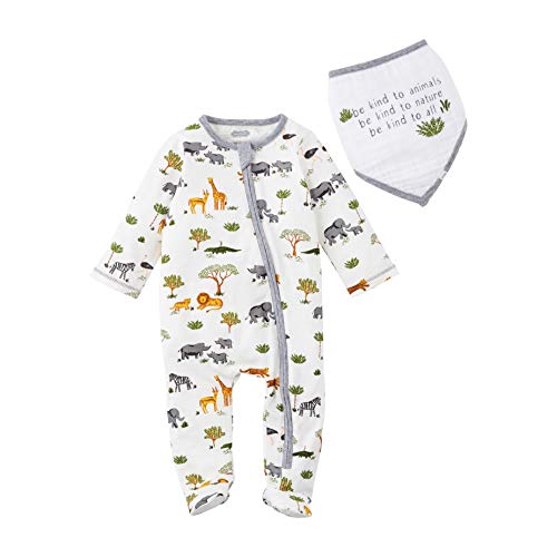 Mud Pie Baby Safari Sleeper with BIB, Cream, 3-6 Months