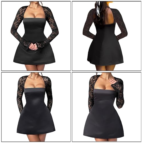 Women's Elegant Lace Sleeve Mini Dress A Line Short Dress Formal Elegant Evening Party Homecoming Prom Dresses Gowns2