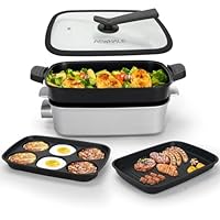 AEWHALE 3-in-1 Multifunktionspfanne Elektrischer Grill,Elektropfanne mit Deckel 1500W Antihaftbeschichtung, Abnehmbare Oberfläche&Cool-Touch-Griffe Pancake Elektrisch Partypfanne