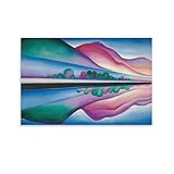 Georgia Okeeffe Print Painting Lake George Reflection Artworks Picture Print Poster Wall Art Painting Canvas Decor Home Posters 08x12inch(20x30cm) - Image 1