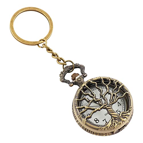 Image of AUGEN Premium Pocket Watch Metal Keychain Tree Retro Vintage for Gifting With Key Ring Anti-Rust (Pack Of 1)