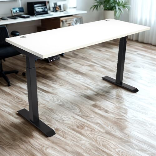 Image of Lift It 60 inchx24 inch Electric Standing Desk - Extended Height Range (26 inch-52 inch), Dual Motor Sit Stand Desk, 4 Memory Presets, USB Charging, Commercial Grade (Brite White Top /Black Frame)
