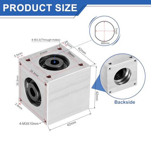 QUARKZMAN Getriebe 90 Grad Rechtwinkliges Kegelradgetriebe 1:1 Einfache Ausgangswelle 1 Modul 20 Zähne Kegelrad Aluminiumrahmen Einfaches Mechanisches DIY Modul 8mm Welle (D-Form Bohrung)
