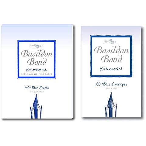 Basildon Bond No 2 Blue Paper Writing Set Includes Writing Pad & Envelopes Cover