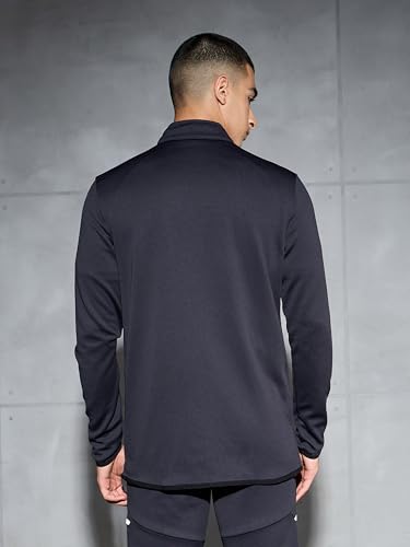 Image of TECHNOSPORT Men Polyester Slim Fit Solid Mock Neck Jacket with Elasto Plus, SPF50+ for Sports and Regular Use