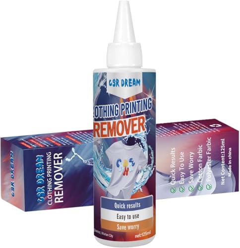 Heat Transfer Vinyl Remover for Fabrics Powerful Residue Remover Quick Results No Damage to Fabrics Suitable for T-Shirts Canvas Hats DIY Heat Transfer-125 ML
