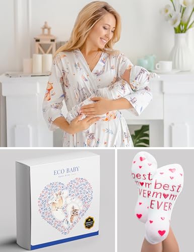 Image of Mommy and Me Robe and Swaddle Set | Maternity Robe Matching Baby Girl, Boy