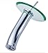Shiratori Glass Waterfall Bathroom Sink Faucet, Polished Chrome (High= 9.8IN)