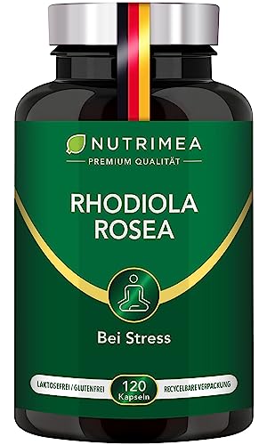Rhodiola Rosea Kapseln NUTRIMEA®| Premium Rohstoff in Deutschland Hergestellt | 3% Salidroside | Rosenwurz Extrakt Hochdosiert | 120 Kapseln 100% Vegan