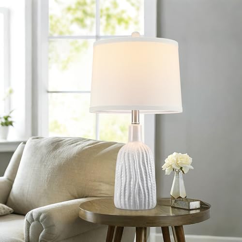 Lámpara de mesa de cerámica blanca set x2, 22.5 pulg miniatura 5