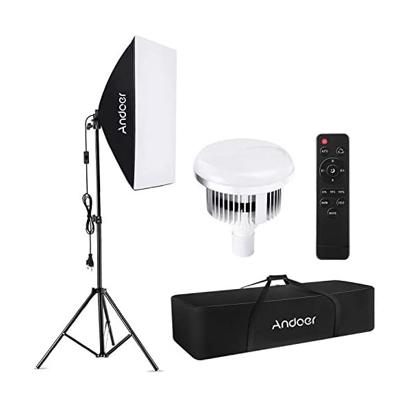 Andoer Fotografie Studio Licht Kit Softbox-Beleuchtungsset mit 85W 2800K-5700K Zweifarbiger LED-Lichttemperatur 50x70 cm…