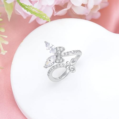 Image of Bee /Butterfly /Mustard Seed /Hummingbird /Cat /Rainbow Adjustable Ring for Women 925 Sterling Silver Spoon Rings for Women Size Fits Most People
