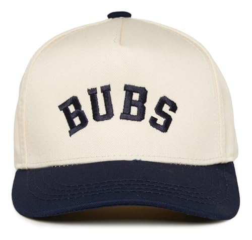 Funky Junque Adjustable Baby Boy Hats, Infant Snapback Trucker Cap, Ages 0-9 Years, Two-Tone Vintage Style - Bubs - Navy/Beige