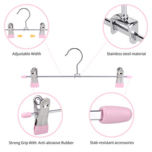 image for IEOKE Pant Hangers, Skirt Hangers with Clips Metal Trouser Clip Hanger