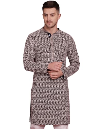 Image of Jompers Men Pure Cotton Regular Fit Sequin Embroidered Kurtas