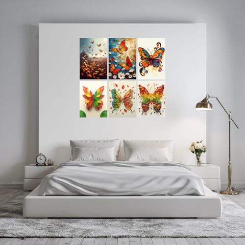 Image of SiddArtify Vibrant Butterfly Art Print Set - Nature's Beauty in Warm - Cool Tones - 300GSM Board - 8x12 Inch - Pack of 6 Wall Room Decoration art Poster Prints