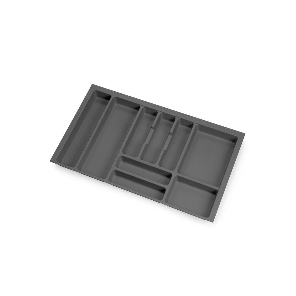 Portaposate Regolabile da Cassetto per Cucina - Porta Posate da Cucina - Organizer Cassetti - Divisore Posate - Organizzatore Cassetti - in Plastica Resistente (Portaposate 80, Antracite)