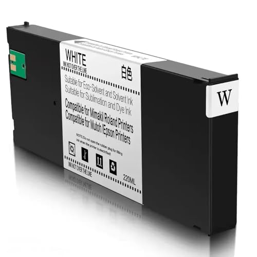 HSCJMEHT 220ML Compatible Ink Cartridge for Roland BY-20 BY20 DTF Ink Cartridge Suitable for Roland RA-640 RS-640 RS-540 XJ-740 Printers(WH)