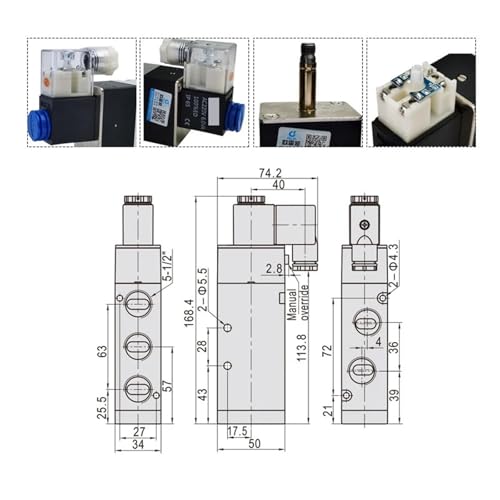 Électrovanne 4V410-15 à commande air-gaz fluide pour automatisation 12V