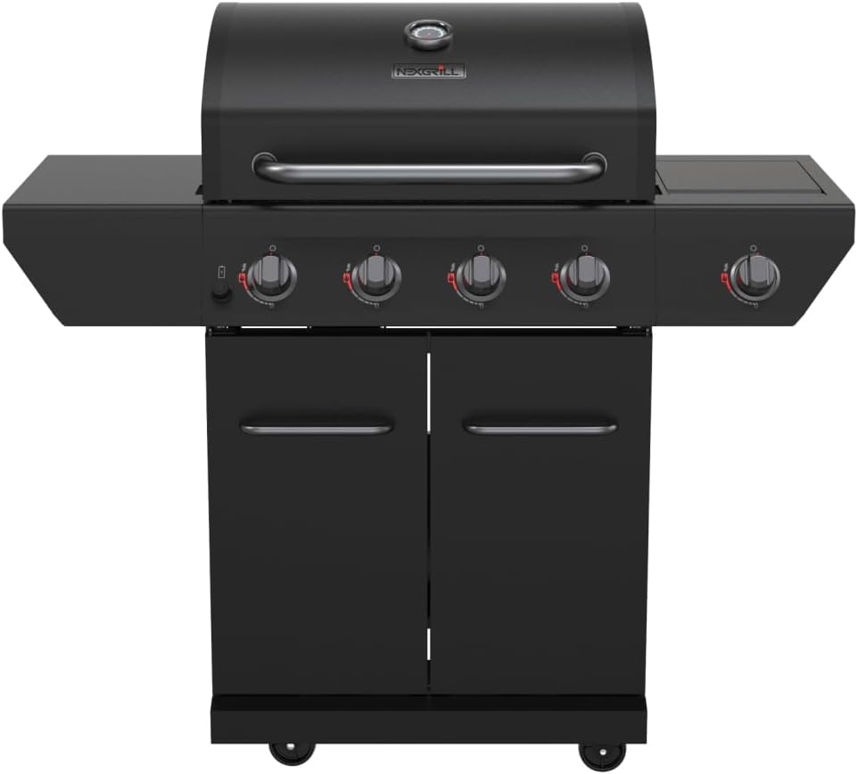 Nexgrill 4-Burner Propane Gas Grill with 2-In-1 Charcoal Tray & Side Burner, Stainless Steel Frame, 626 SQ In Total Cooking Space, 60,000 BTUs, BBQ Grill Perfect for Outdoor Gatherings – 720-1141