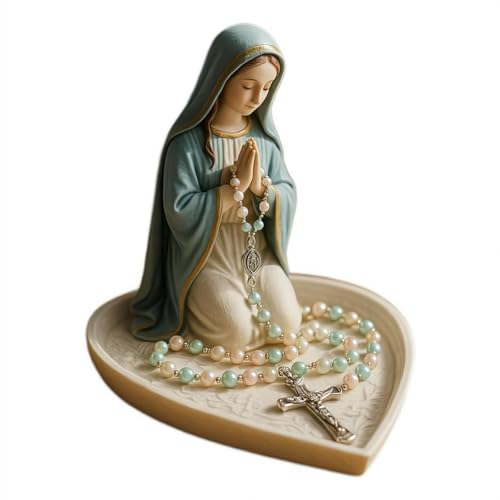 CTDWNT Virgin Mary Rosary Holder Elegant Our Lady Prayer Rosary Stand Virgin Mary Jewelry Stand Jesus Rosary Stand Christian Catholic Gifts for Religious Home Decoration