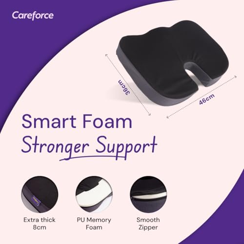 Image of Careforce Car Seat Cushions for Chair Coccyx for Tailbone Pain for Chair Tailbone Pillow for Sitting for Car Driving Seat Sitting Pillow - PU