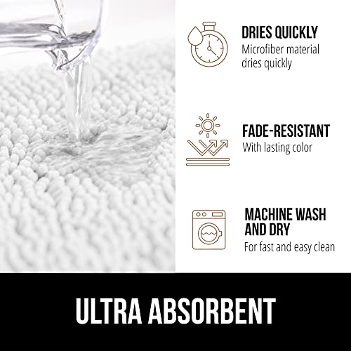 Gorilla Grip Bath Rug 30x20, Thick Soft Absorbent Chenille, Rubber Backing Quick Dry Microfiber Mats, Machine Washable Rugs for Shower Floor, Bathroom Runner Bathmat Accessories Decor, White - 10
