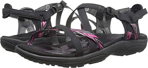 Skechers Women's Regga Slim Keep Close Gladiator Sandal,Black/Pink,7 M US