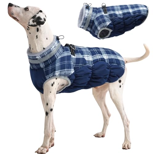 Image of FUAMEY Dog Cold Weather Coats Reflective Dog Warm Jacket with Harness
